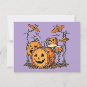 Halloween Pumpa Trumset Illustration Vykort