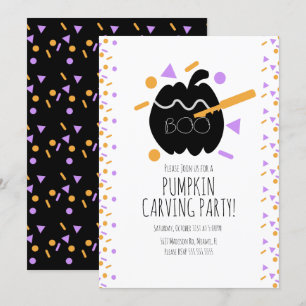 Halloween Pumpa Urgröpning Svart Pumpa Konfetti Inbjudningar