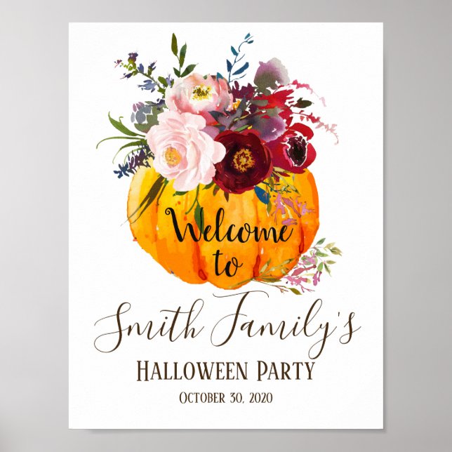 Halloween, pumpa välkomstskylt poster (Framsidan)