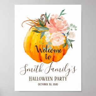 Halloween, pumpa välkomstskylt poster