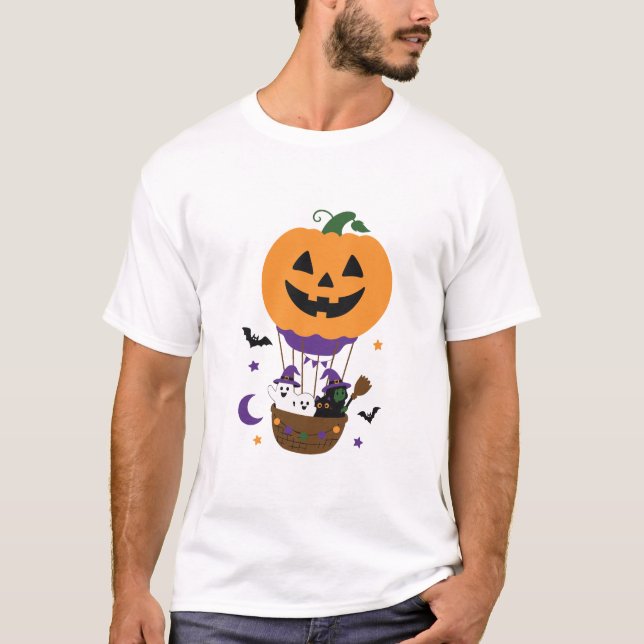 Halloween-pumpa varmluftsballong t shirt (Framsida)