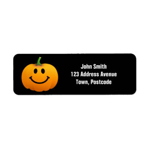 Halloween pumpaansikte returadress etikett