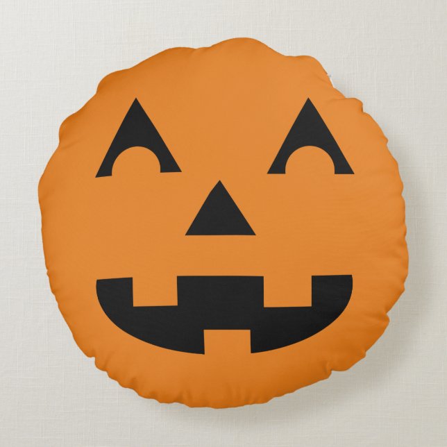 Halloween pumpaansikte rund kudde (Baksidan)