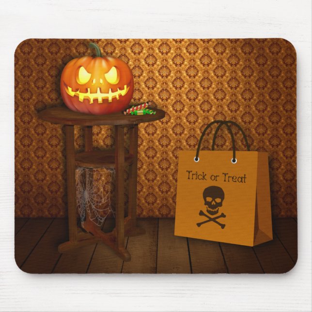 Halloween pumpabus eller godis musmatta (Framsidan)