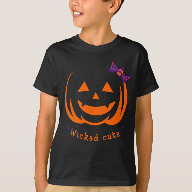 Halloween-pumpad lazy costume söt båge t shirt (Framsida)