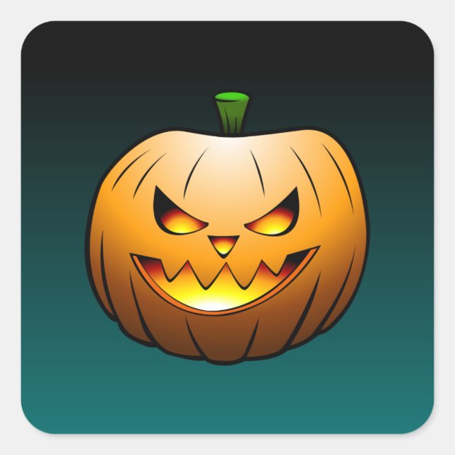 Halloween-pumpaface Fyrkantigt Klistermärke (Framsida)