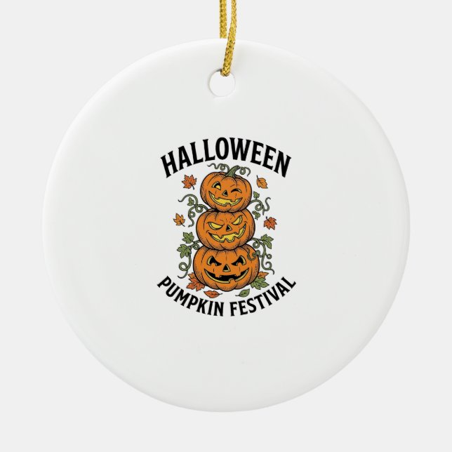 Halloween Pumpafestival Vintage Jack O Lantern  Julgransprydnad Keramik (Framsidan)