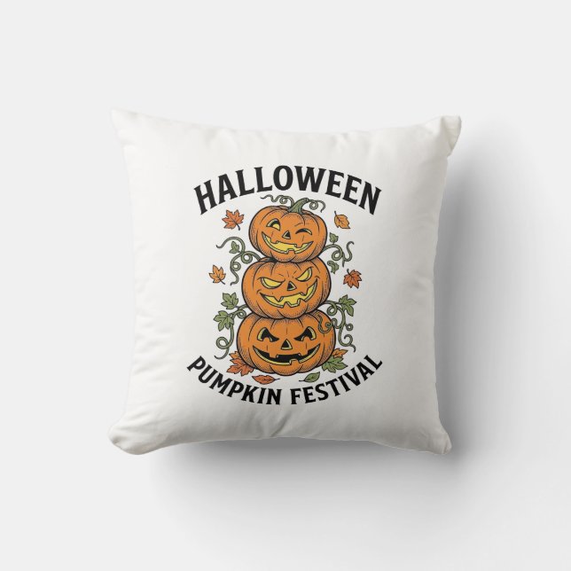 Halloween Pumpafestival Vintage Jack O Lantern  Kudde (Framsida)
