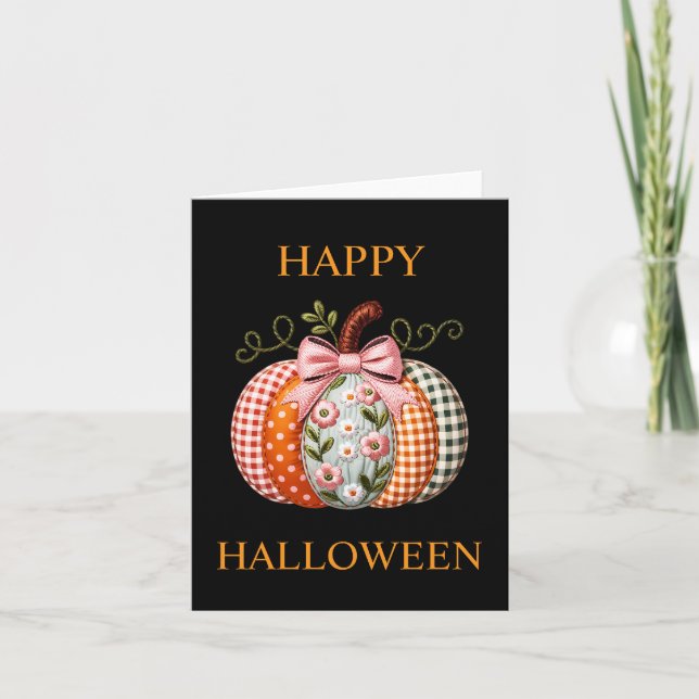 Halloween-pumpafirande vikbart kort (Framsida)