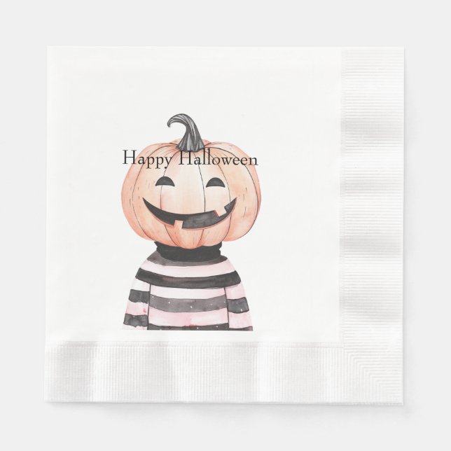 Halloween Pumpahuvud i T-shirt  Pappersservett (Framsidan)