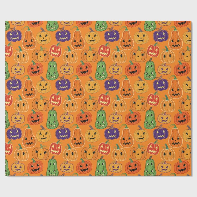 Halloween-pumpamönster inslagspapper presentpapper (Platt)