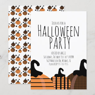 Halloween Pumpamuster Födelsedagsfest Inbjudningar