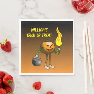 Halloween-pumpan lurar eller bjuder pappersservett
