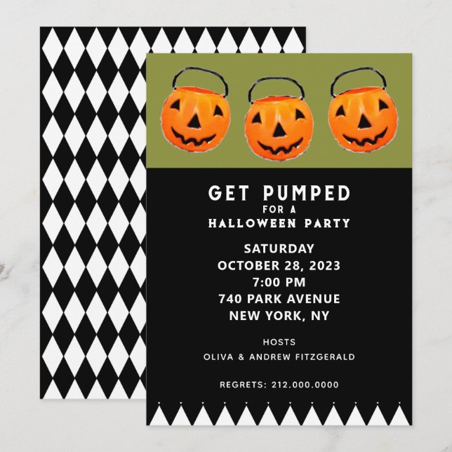 Halloween Pumpaparty  Inbjudningar (Fram/baksida)