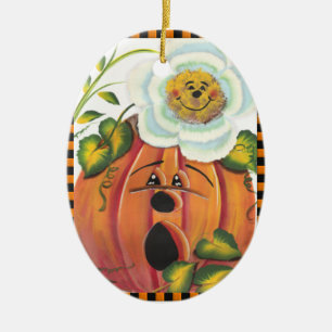 Halloween pumpaprydnad julgransprydnad keramik