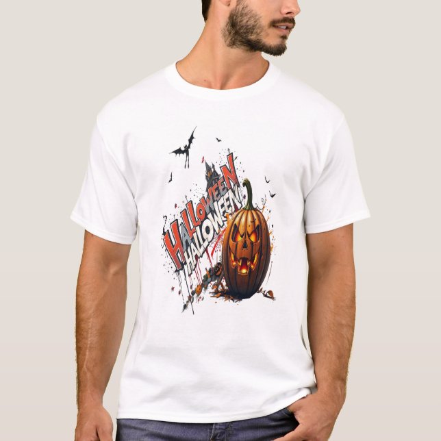 halloween pumpar graffiti konst t shirt (Framsida)