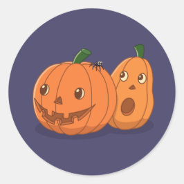 Halloween-pumpar par på lila runt klistermärke