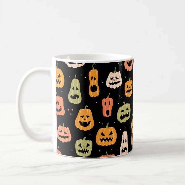 Halloween pumpar sömlös mönster. Hand plockade ill Kaffemugg (Vänster)