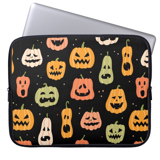 Halloween pumpar sömlös mönster. Hand plockade ill Laptop Fodral (Framsidan)