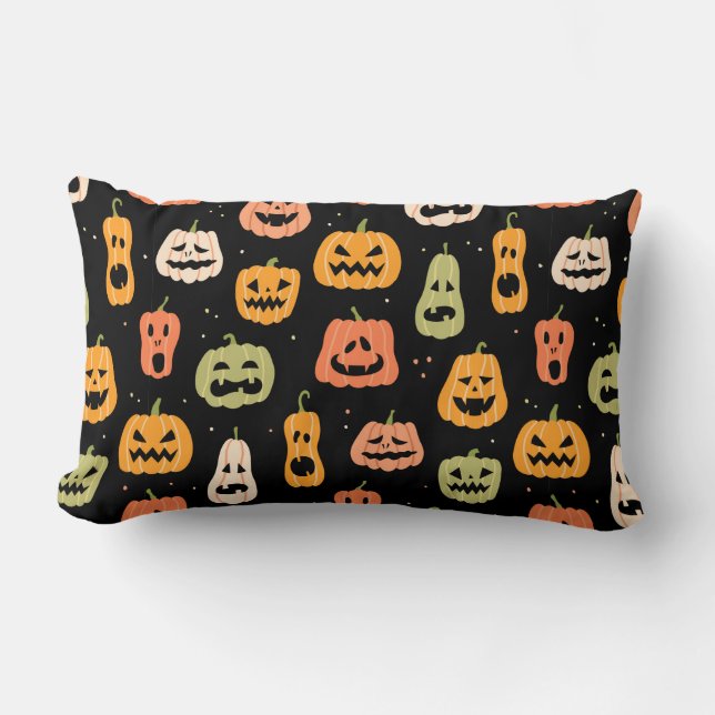 Halloween pumpar sömlös mönster. Hand plockade ill Lumbarkudde (Framsida)