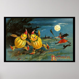 Halloween pumpatecken och häxa poster