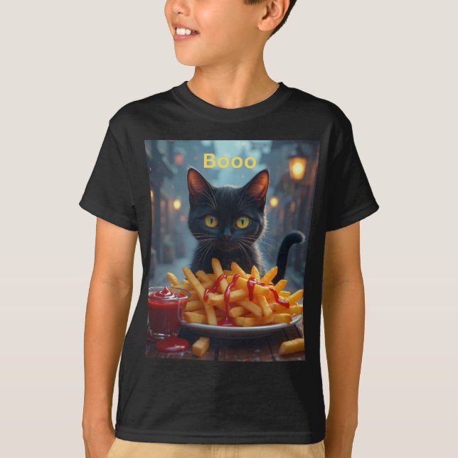 Halloween pumpfrites med ketchup t shirt (Framsida)