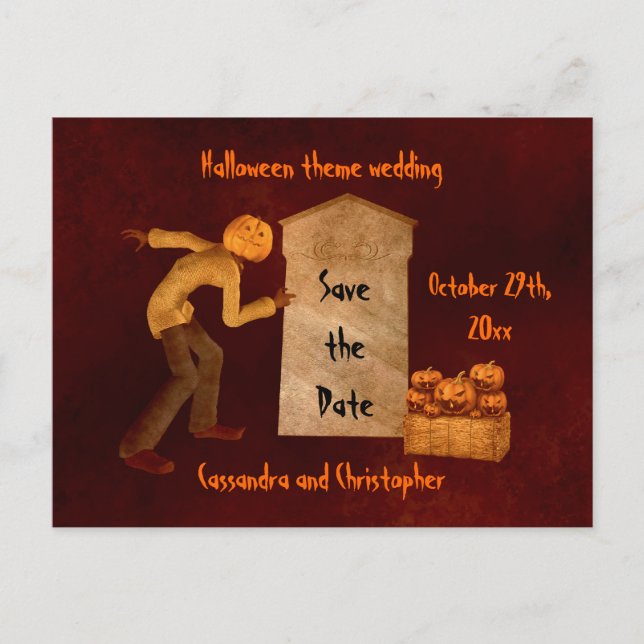 Halloween-pumphuvud fågelskrämma meddelande vykort (Framsida)