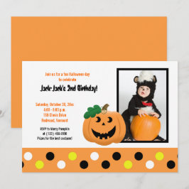Halloween Pumpkin 5x7 Fotofödelsedagsinbjudan Inbjudningar