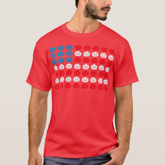 Halloween Pumpkin American Flag Patriotism  T Shirt