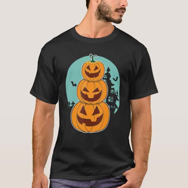 Halloween Pumpkin And Cute Totem With Jack o lante T Shirt (Framsida)