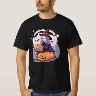 halloween pumpkin and halloween witch bats t shirt