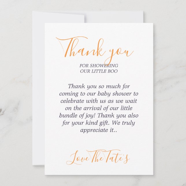 Halloween Pumpkin Animals Little Boo Baby Shower Tack Kort (Framsida)