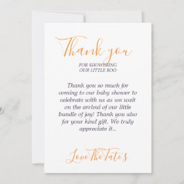 Halloween Pumpkin Animals Little Boo Baby Shower Tack Kort