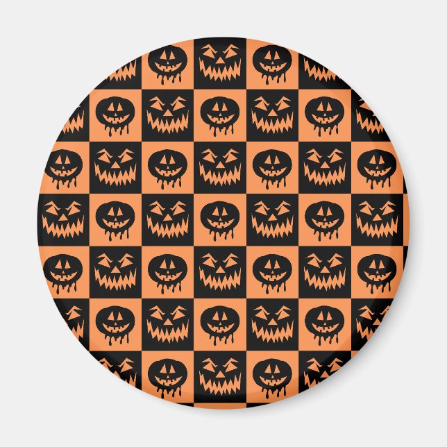 Halloween Pumpkin Ansikte Ghost Spooky Mönster Magnet (Framsidan)