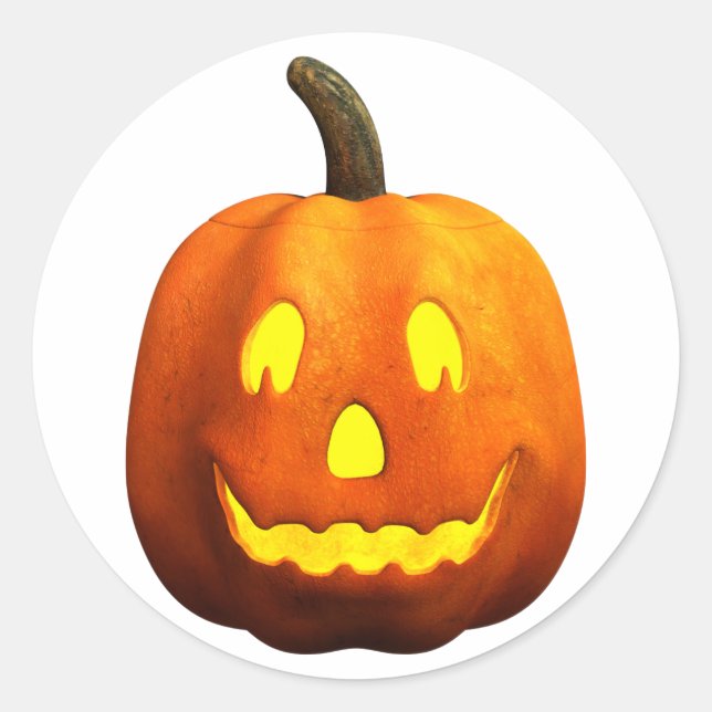 Halloween Pumpkin Ansikte - Lycklig Runt Klistermärke (Framsida)
