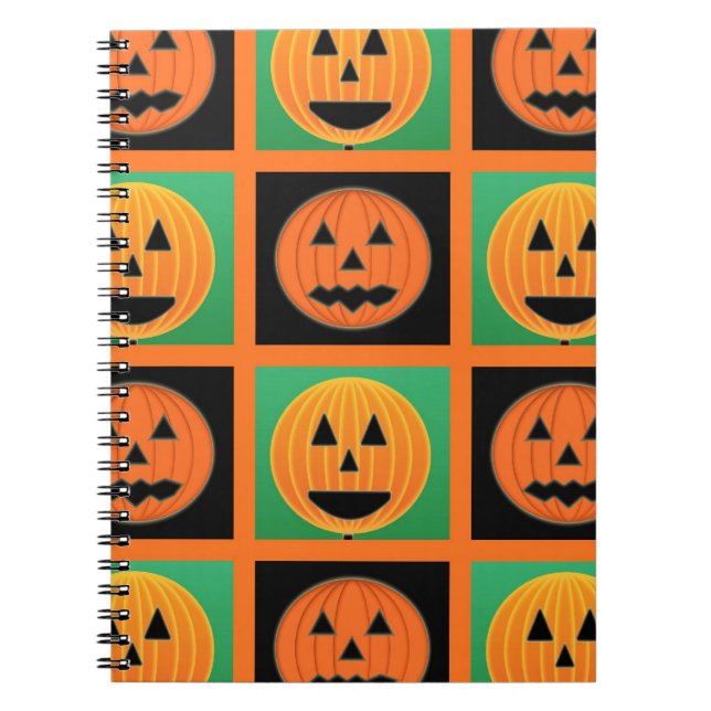 Halloween pumpkin ansikte mönster anteckningsbok med spiral (Framsidan)