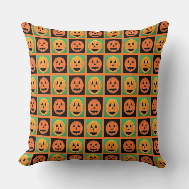 Halloween pumpkin ansikte mönster kudde (Framsida)