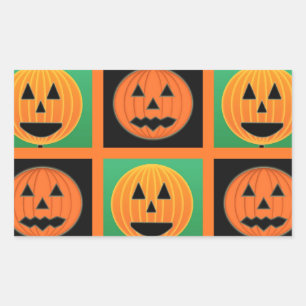 Halloween pumpkin ansikte mönster rektangulärt klistermärke