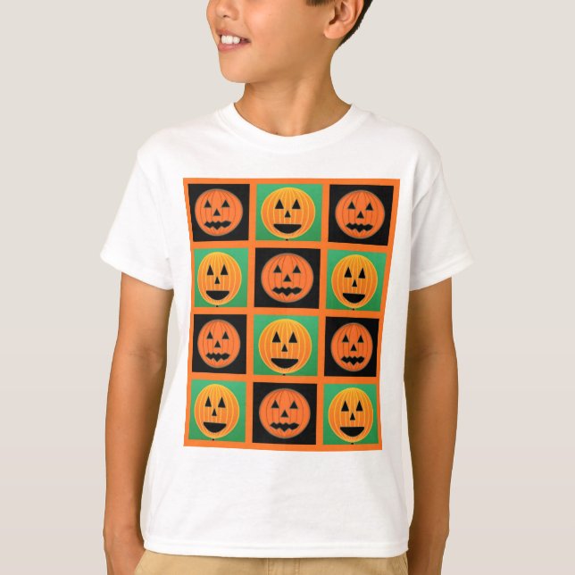 Halloween pumpkin ansikte mönster t-shirt (Framsida)