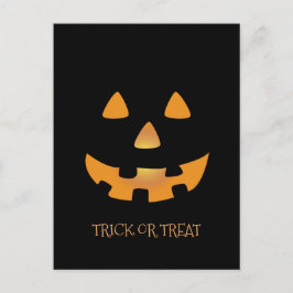 Halloween pumpkin ansikte på svart bakgrund vykort