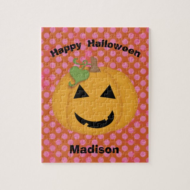 Halloween Pumpkin Ansikte Personlig Kids Puzzle Pussel (Vertikal)