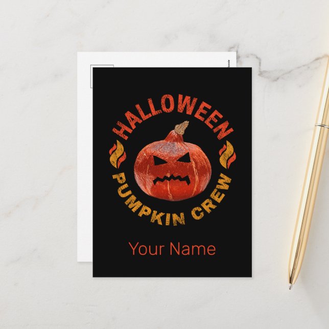 Halloween Pumpkin Ansikte Retro Costume Thanksgivi Helg Vykort (Fram/Back In Situ)