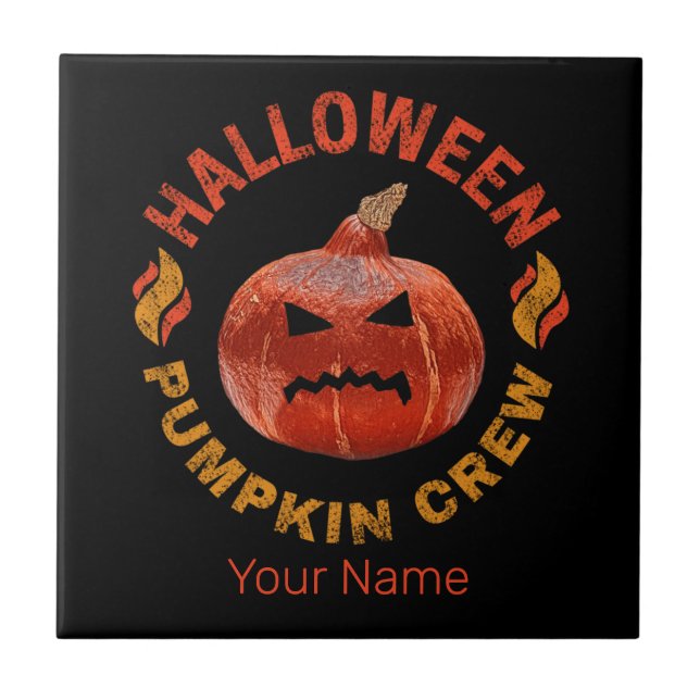 Halloween Pumpkin Ansikte Retro Costume Thanksgivi Kakelplatta (Framsidan)