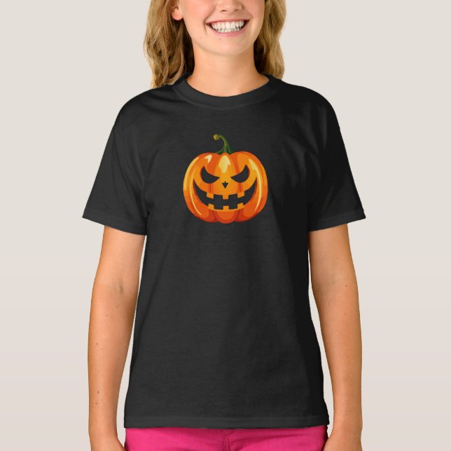 Halloween Pumpkin Ansikte Scary T Shirt (Framsida)