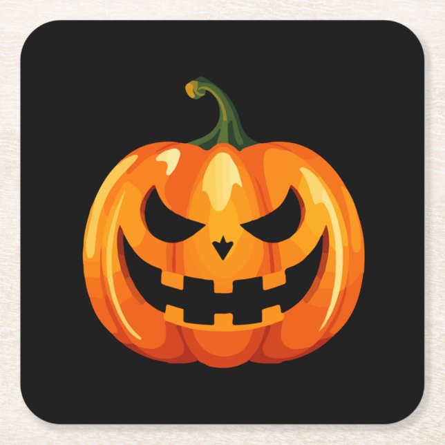 Halloween Pumpkin Ansikte Scary Underlägg Papper Kvadrat (Framsidan)