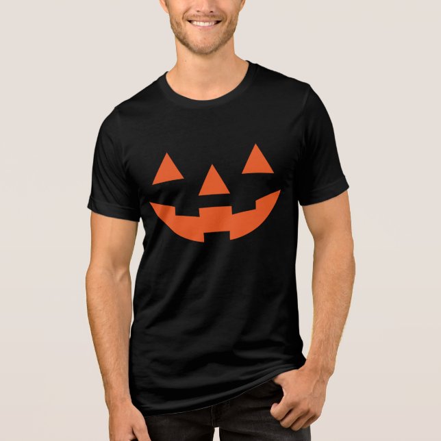 Halloween Pumpkin Ansikte T Shirt (Framsida)