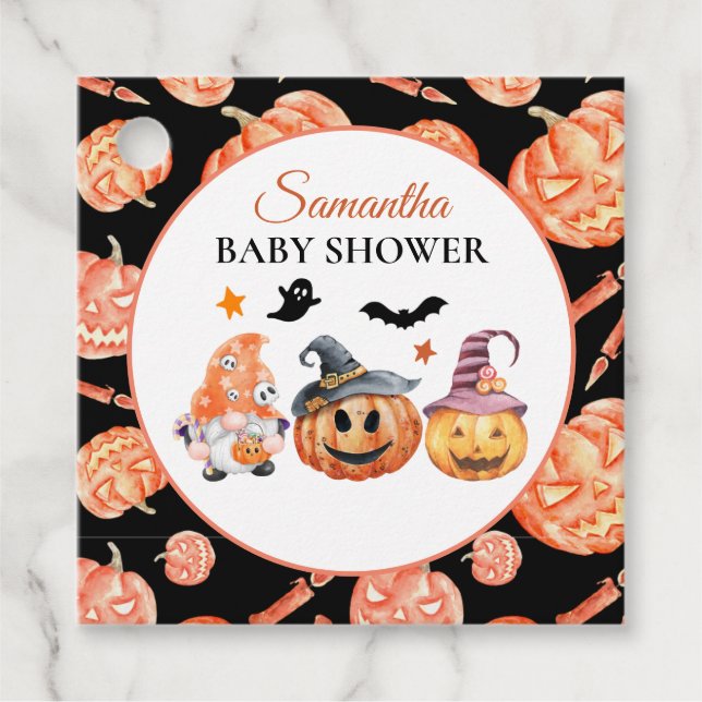 Halloween Pumpkin Baby Shower Gåvor Etiketter (Framsida)