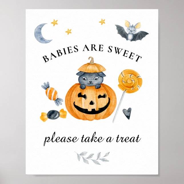 Halloween Pumpkin Baby Shower Sweets Sign Poster (Framsidan)