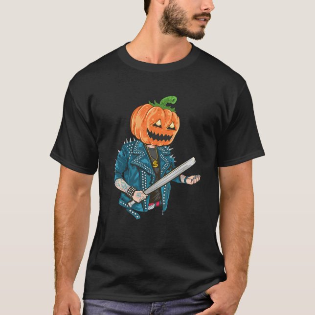 Halloween Pumpkin Baseball bat best for celebrants T Shirt (Framsida)