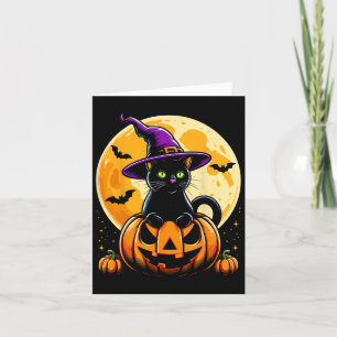 Halloween Pumpkin Black Cat Kort